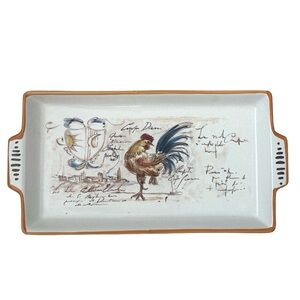 Nova Deruta Rooster Script Porcelain Ceramic  Serving Tray Made in Italy